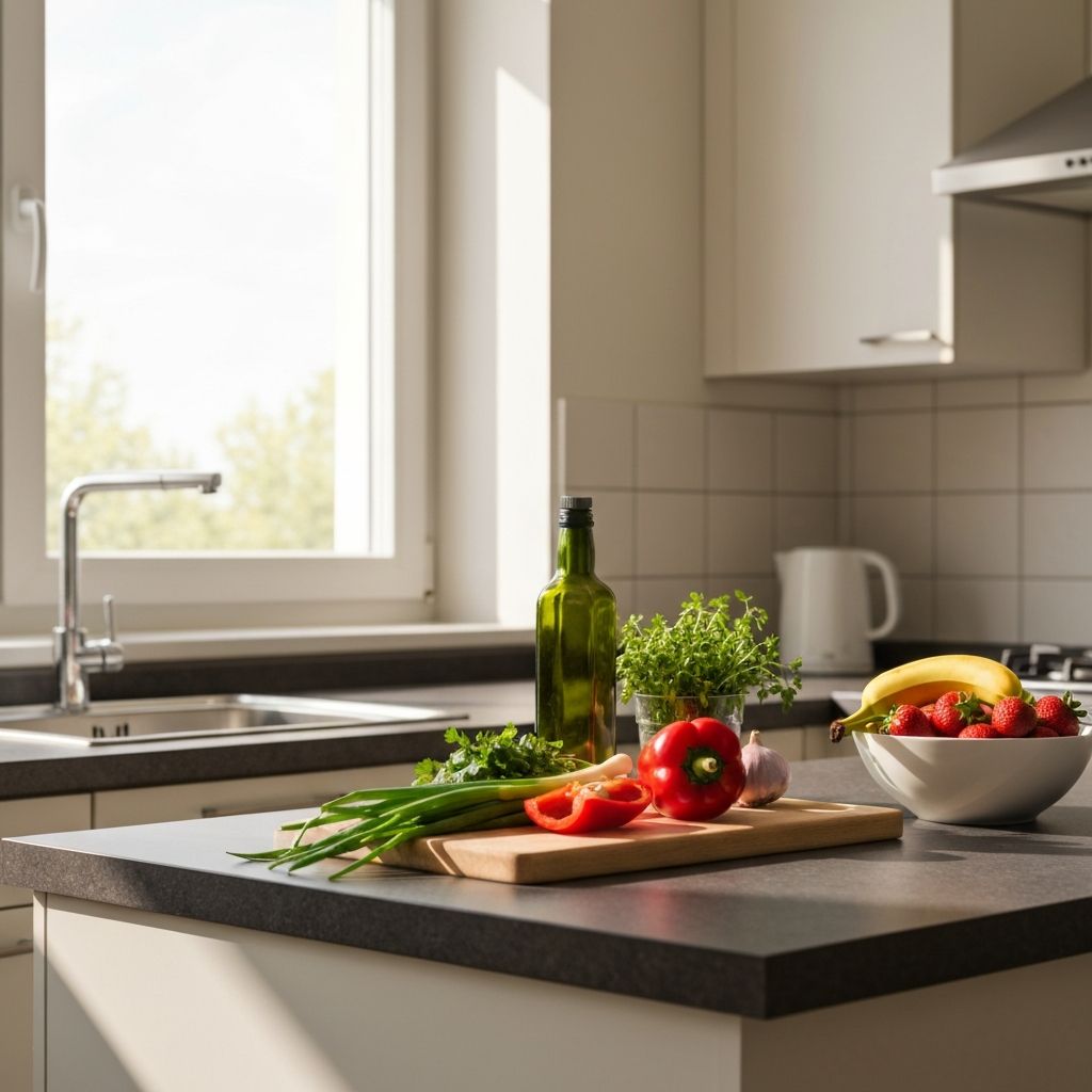Home kitchen with ingredients